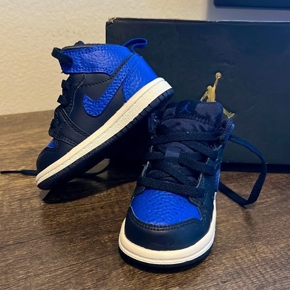 Jordan 1 MID BT baby toddler size 4 game royal LIMITED EDITION - Picture 1 of 6